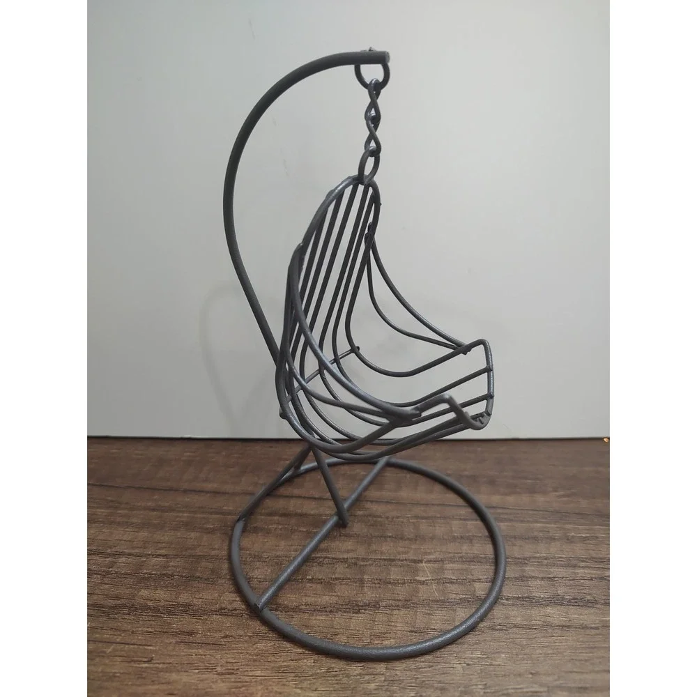 1:12 Dollhouse Miniature Iron Egg Swing Chair Patio Outdoor Furniture B9